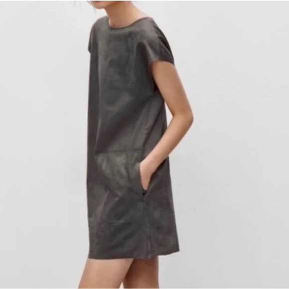 Aritzia Dresses & Skirts - Aritzia Wilfred Free Nori Dress Womens Gray Faux Suede Mini Shift Casual Soft
